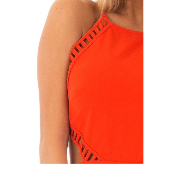 Orange cut out waist jumpsuit - Picture 4 of 6